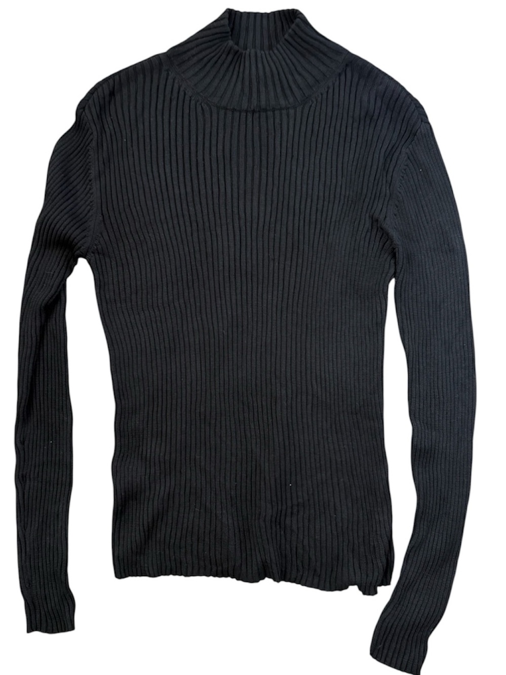 Neiman Marcus 100 % Silk Black Ribbed Turtleneck Sweater